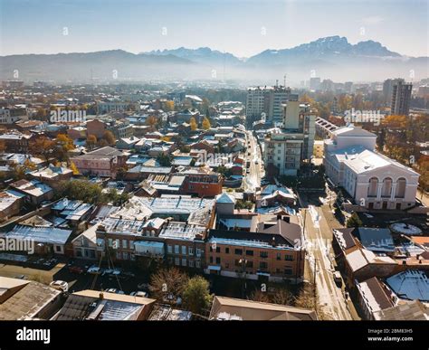 Vladikavkaz, capital of North Ossetia. Panorama of historical downtown ...