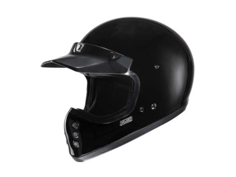 Motorradhelm Hjc V Solid Gloss Black Offroad Helm Schwarz Glanz