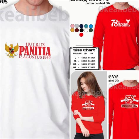 Jual Kaos Unisex Wanita Dan Pria Lengan Panjang Unisex Merah Putih