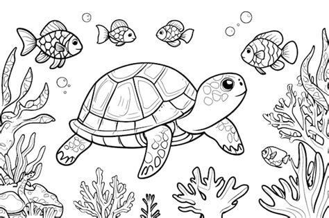 Composition Stylis E De Tortues Tortues Poissons Tropicaux Sous Marins