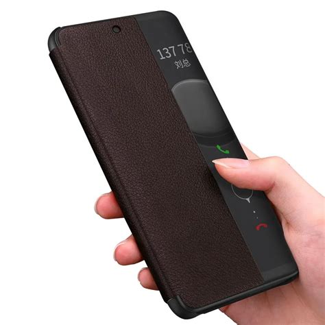 Genuine Leather Litchii Case For Huawei Mate 20 Lite Flip Case Smart