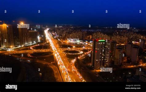 Evening Traffic Jams In The City Aerial View Stock Photo Alamy