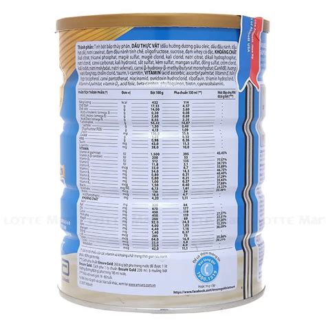 Sữa Bột Ensure Gold Hương Vani Ít Ngọt Hộp Thiếc 800G