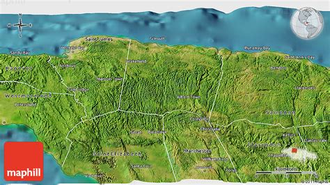 Satellite 3D Map of Trelawny