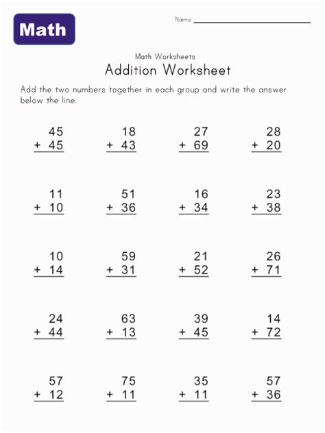 Addition Math Worksheets Kids Learning Station