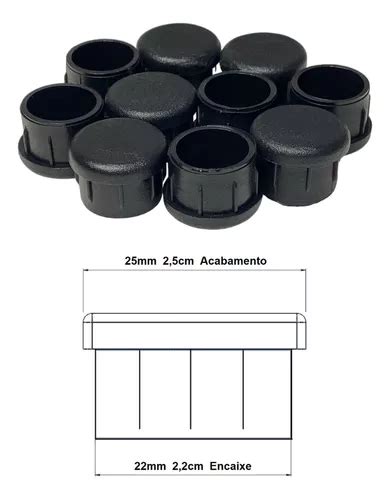 Ponteira Pé Cadeira Pvc Interna 1 Pol 25mm 2 5cm Preta 50un Cor Preto