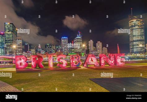 Letters sign in Brisbane, South Bank Parkland, Australia Stock Photo ...