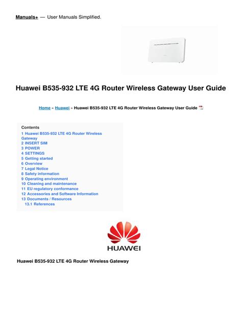 B535 932 Lte 4g Router Wireless Gateway Manual Pdf Wi Fi 4 G