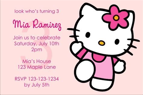 Hello Kitty Invitations - Pink Power Personalized Party Invites