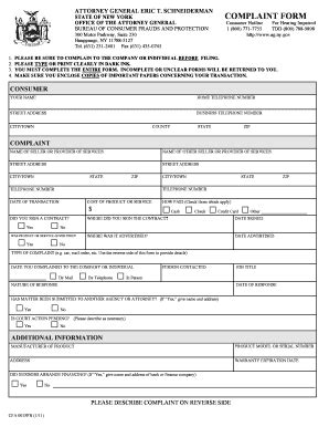 Suffolk Complaint Form New York State Attorney General Oag State Ny