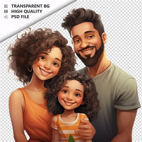 Adorable Familia Latina De Estilo Ultra Realista Con Fondo Blanco