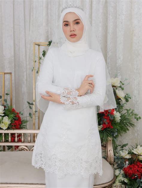 Baju Kurung Nikah Off White Women S Fashion Muslimah Fashion Baju