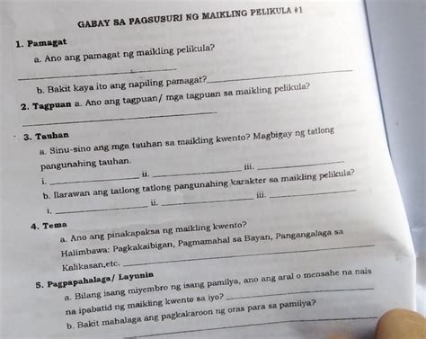 Gabay Sa Pagsusuri Ng Maikling Pelikula Pamagat A Ano Ang