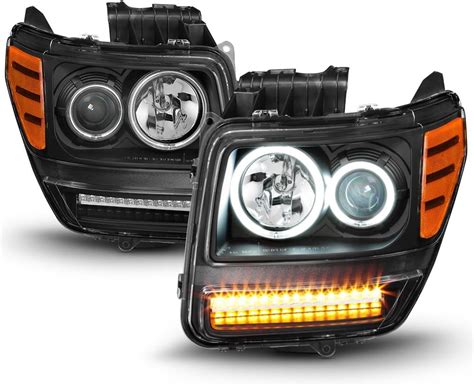 ACANII For Blk 2007 2012 Dodge Nitro LED Turn CCFL Halo DRL Projector