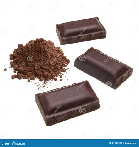 Dark Chocolate Pieces Stock Image Image Of Sweet Powder 21569079