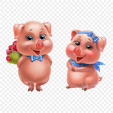 Pig White Transparent, Two Pigs, Pig Clipart, Bow, Bow Tie PNG Image ...