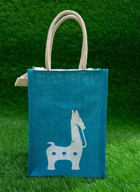 Blue JUTE BAGS WITH ZIP 10X8X4 INCH HXWXD At Rs 50 Piece In New Delhi