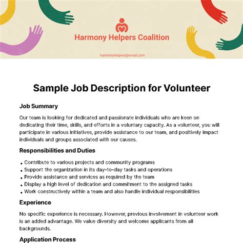 Volunteer Job Description Template At Tanlondonblog Blog