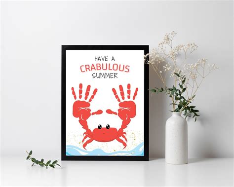 Summer Handprint Crab Craft Handprint Art Printable Toddler Handprint