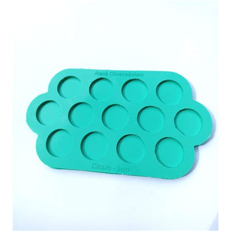 Molde De Silicone Para Resina Circulo 3cm Sem Furo 13 Cavidades