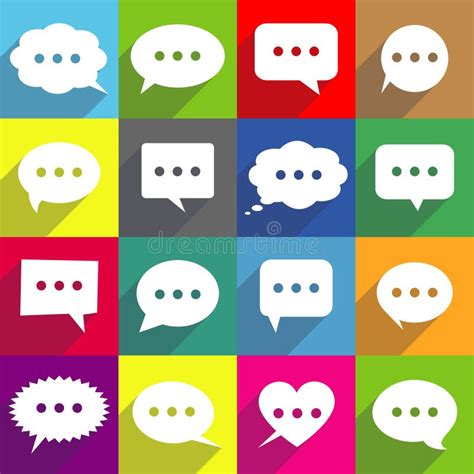 Speech Bubbles Flat Icons Stock Vector Illustration Of Beautiful