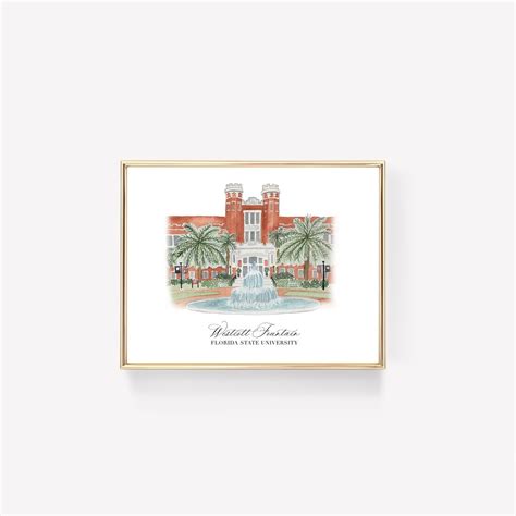 Westcott Fountain Watercolor Art Print Florida State Etsy