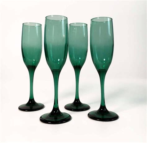 Vintage Green Libbey Champagne Or Wine Glasses Vintage Set Of 4 Juniper Wine Or Champagne