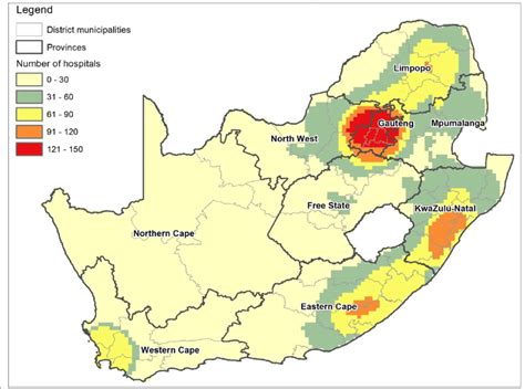 Density Of Health Facilities In Municipal Districts Of South Africa