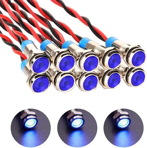 Gebildet 10pcs AC DC 12 24V 6mm Voyant LED en Métal LED Indicateur