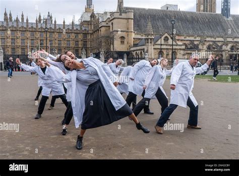 London UK 20 February 2023 A Flashmob Of Singing Doctors And