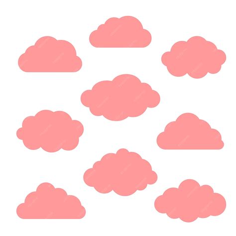 Premium Vector | Vector set of nine different pink clouds on white ...