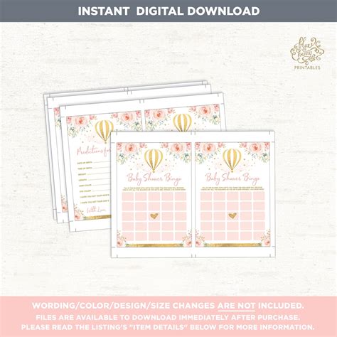 Hot Air Balloon Baby Shower Games Package X Pink And Gold Etsy