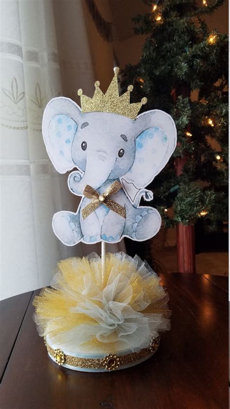 Elephant Baby Shower Centerpiece Boy Elephant Baby Shower Boy Etsy