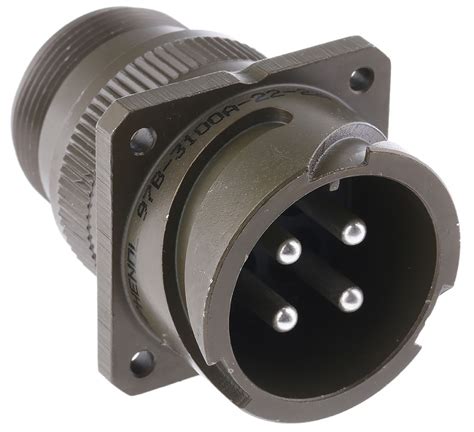 Amphenol Limited 97b 4 Way Wall Mount Mil Spec Circular Connector Receptacle Pin Contacts