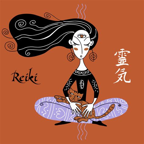 Reiki healing. The girl is doing a healing session in the flow of Reiki ...