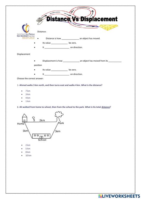 Distance And Displacement Worksheet Physical Science