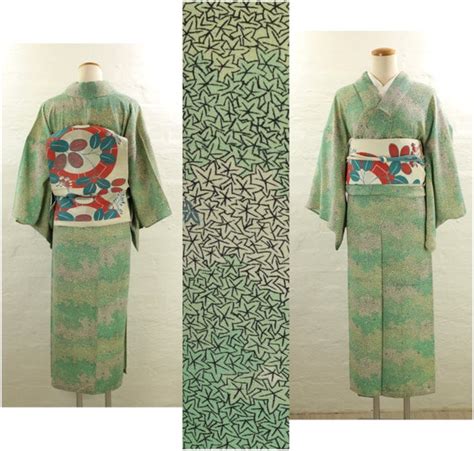 Vintage Summer Hitoe Kimono Maple Pattern Silk T Gem