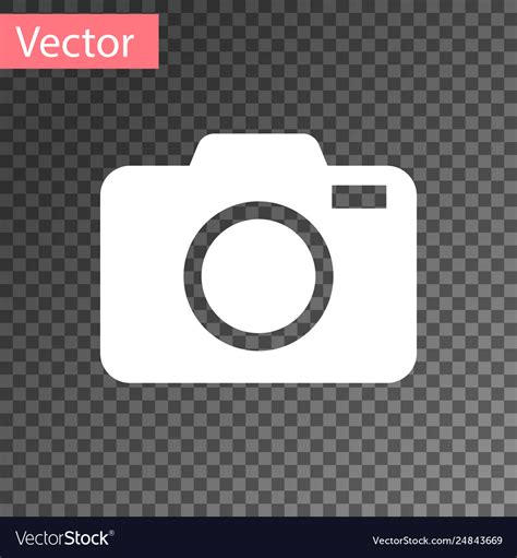 White photo camera icon isolated on transparent Vector Image