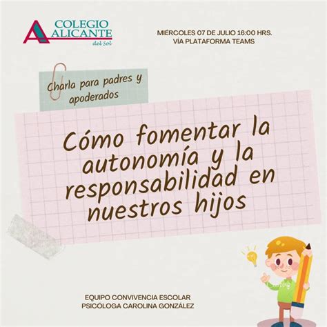 Charla ¿cómo Fomentar La Autonomía Y Responsabilidad En Nuestros Hijos