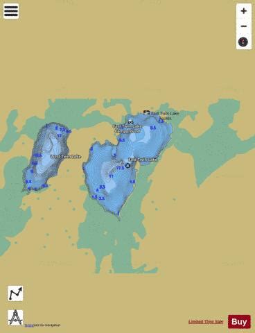 East Twin Lake Fishing Map | Nautical Charts App