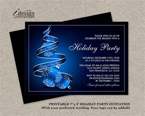 Elegant Holiday Party Invitations Printable Christmas