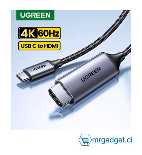 Ugreen Câble Usb C Vers Hdmi Usb 31 Type C Thunderbolt 3 Vers Hdmi 4k 60hz Uhd Adaptateur