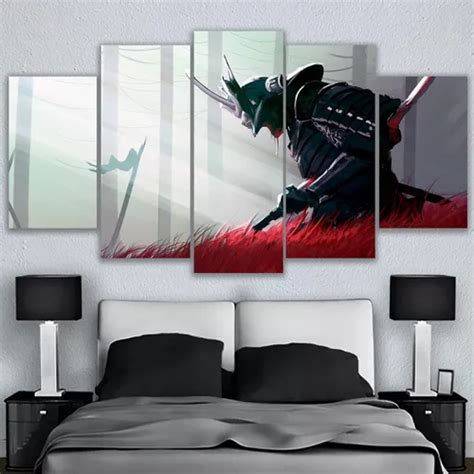 5 Cuadros Decorativos Samurai Japón Arte Katana Hogar Anime Meses sin