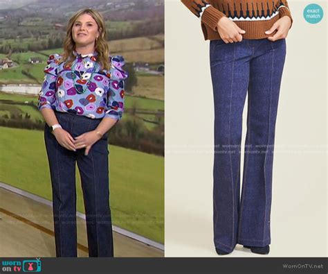 Wornontv Jennas Blue Floral Top And Flare Jeans On Today Jenna Bush