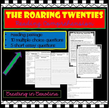 Roaring Twenties Reading Comprehension Packet By Creating In Carolina