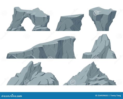 Cartoon Rocks Gray Gravel Stones Heavy Mountain Rock Cobblestones
