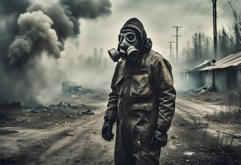 Premium Photo The Man In The Gas Mask Of Smoke Stalker