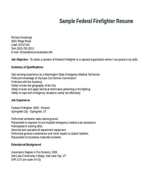 7 Firefighter Resume Templates Pdf Doc Free And Premium Templates