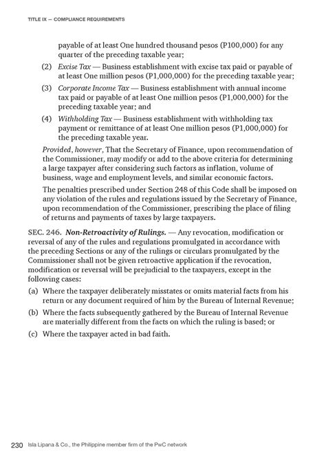 Pwcph Tax Code 2019 84 230 Isla Lipana Co The Philippine Member