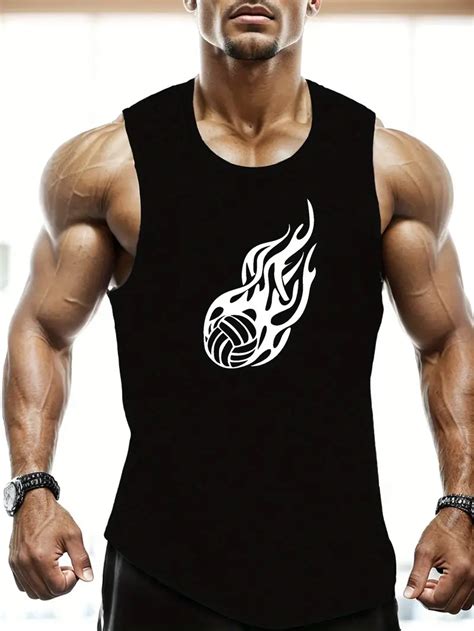 Plus Size Mens Volleyball Graphic Print Tank Top Breathable Temu New